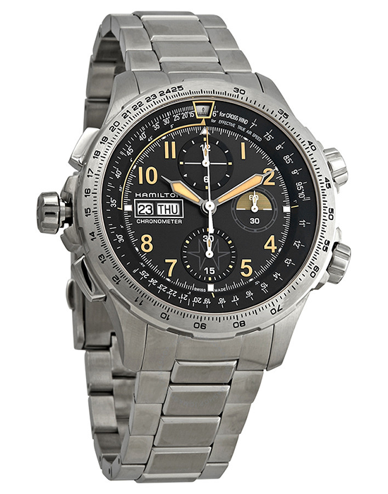 Hamilton Hamilton Khaki Aviation X Wind Day Date Auto Chrono H77796135 , наручные мужские часы фото под углом